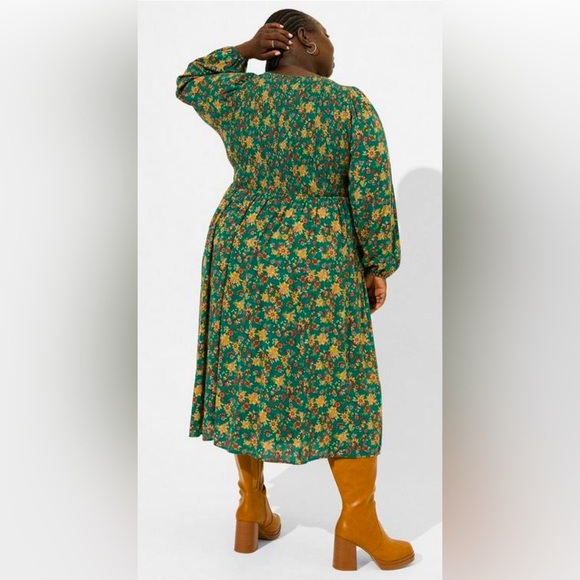 Torrid Midi Washable Gauze Smocked Bodice Long Sleeve Dress Size 12 - Picture 4 of 5